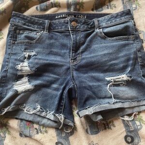 American Eagle Outfitters Blue Distressed Jean Shorts